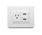 Contacto Mixto Amer. + 2 Puertos Usb de 2.1 Amp con Placa Blanca