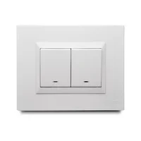 Apagador Doble 16 Amp con Luz Piloto + Placa Decorativa Blanco
