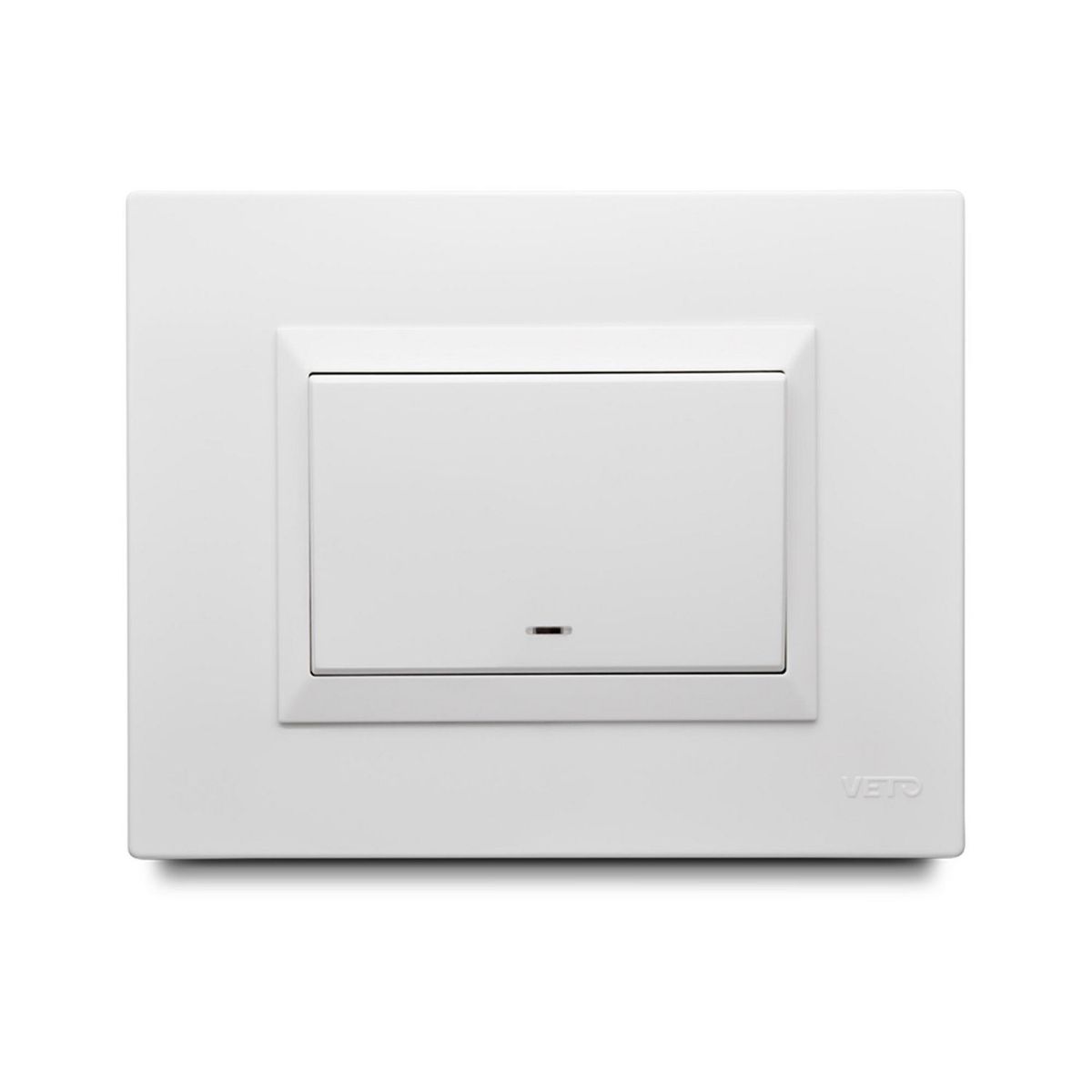 Veto - Apagador Simple 16 Amp con Luz Piloto + Placa Decorativa Blanco