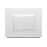 Apagador Simple 16 Amp con Luz Piloto + Placa Decorativa Blanco