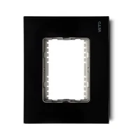 Placa Decorativa con Bastidor Metálico con Hueco de 72mm Vidrio Negro