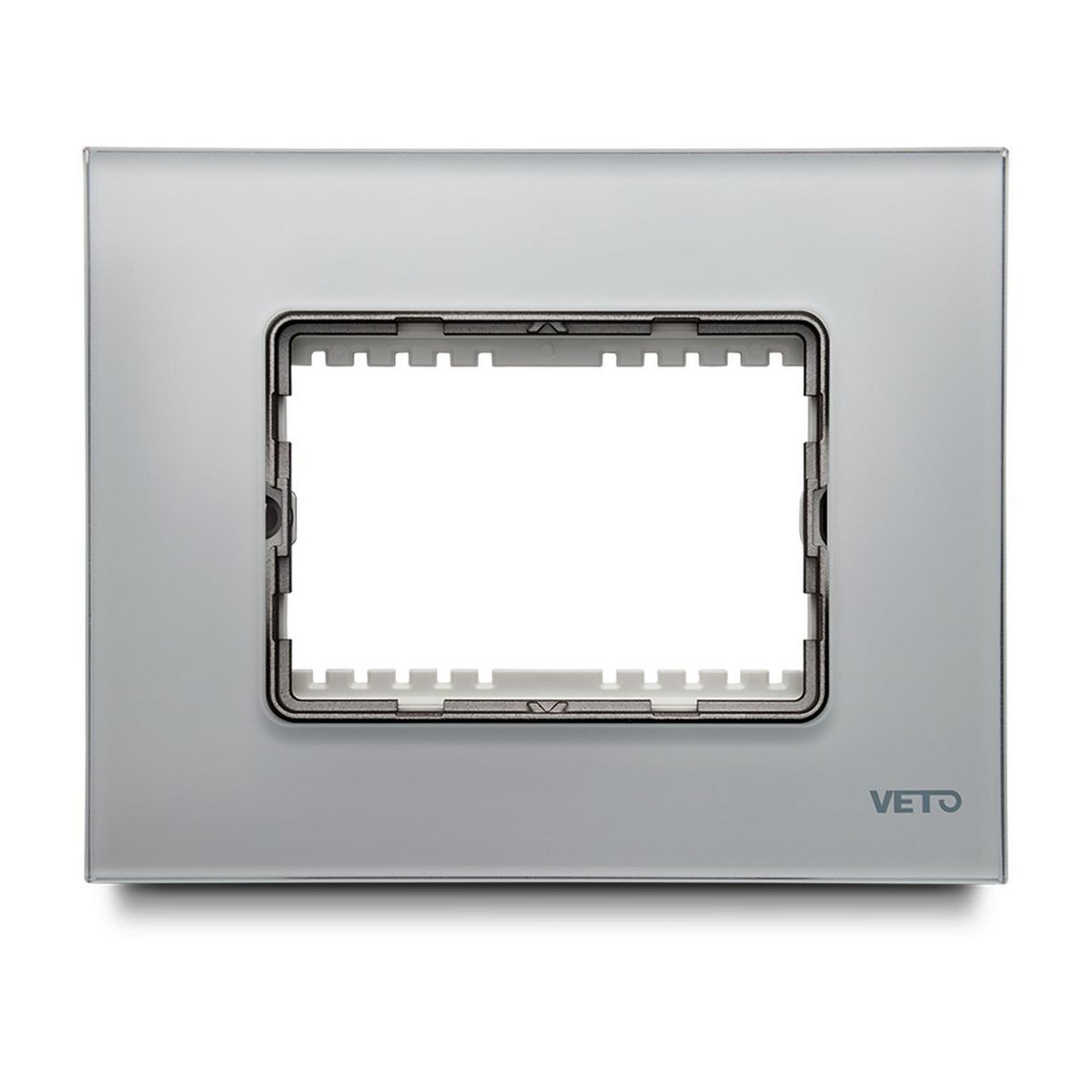 Veto - Placa Decorativa con Bastidor Metálico con Hueco de 72mm Vidrio Blanco