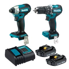 Set Rotomartillo + Atornillador de Impacto 18V + Baterías y Cargador Makita