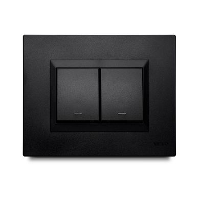 Apagador Escalera doble con Luz Piloto Negro