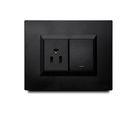Apagador Mixto con Luz Piloto + Contac Amer. con Placa Negra