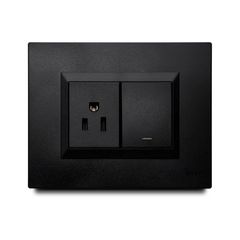 Apagador Mixto con Luz Piloto + Contac Amer. con Placa Negra