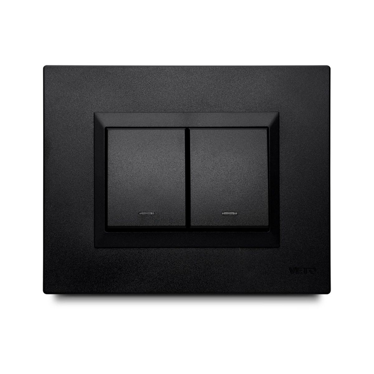 Apagador Doble 16 Amp con Luz Piloto + Placa Decorativa Negro, marca Veto - Foto Principal