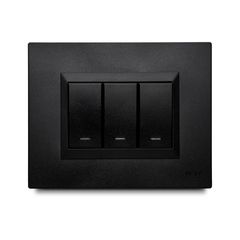 Apagador Triple 16 Amp con Luz Piloto + Placa Decorativa Negro