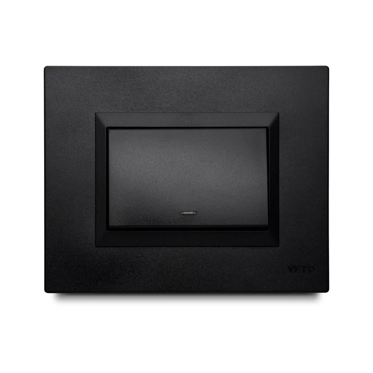 Veto - Apagador Esc. Simple 16 Amp con Luz Piloto + Placa Decorativa Negro