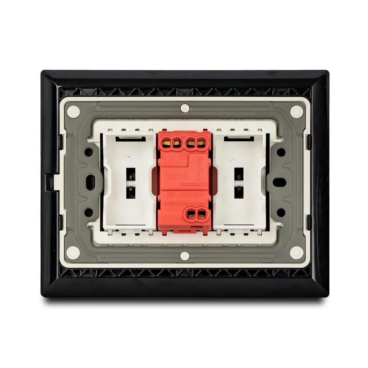 Veto - Apagador Esc. Simple 16 Amp con Luz Piloto + Placa Decorativa Negro