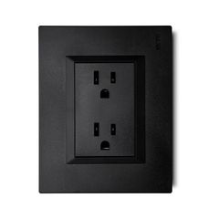 Contacto Doble Americano de 15 Amp Armado con Placa Decorativa Negro