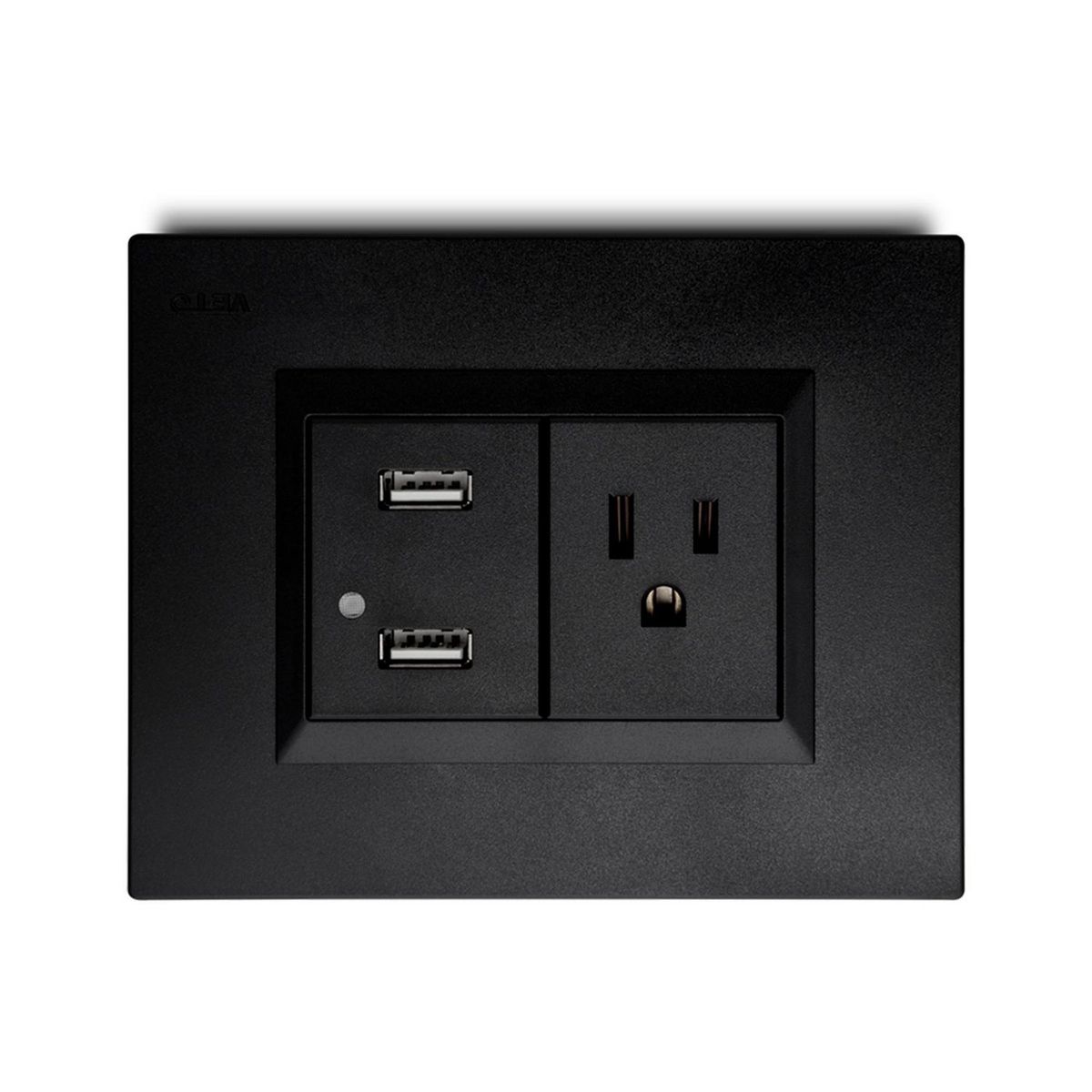 Veto - Contacto Mixto Amer. + 2 Puertos Usb de 2.1 Amp con Placa Negra