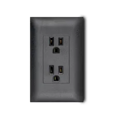 Contacto Doble Americano de 15 Amp Armado con Placa Vive, Negro