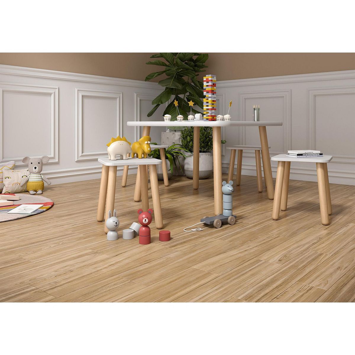 Porcelanite - Piso Cerámico 18X55 Mad Tribe Café 1.69 m2