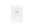Placa Lugano 3 Módulos, 1 Apagador , 1 contacto 2P+T 1.5, Blanco