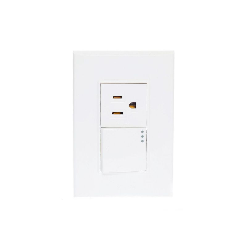 Igoto - Placa Lugano 3 Módulos, 1 Apagador , 1 contacto 2P+T 1.5, Blanco