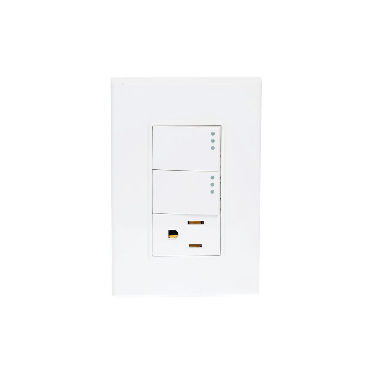 Placa Lugano 3 Módulos, 2 Apagadores , 1 contacto Blanco, marca Igoto - Foto Principal