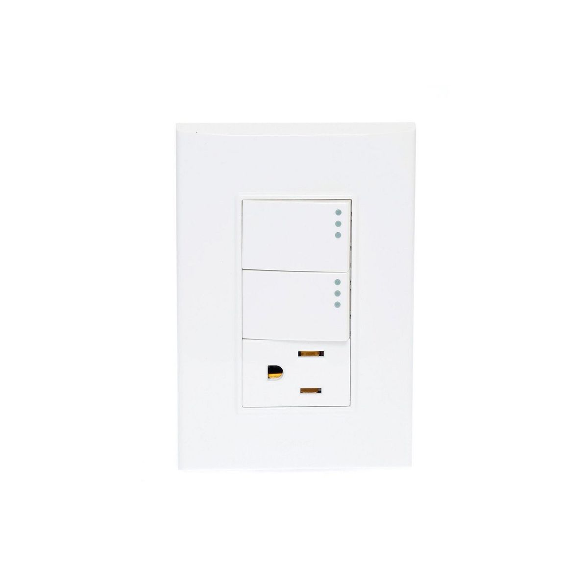 Placa Lugano 3 Módulos, 2 Apagadores , 1 contacto Blanco, marca Igoto - Foto Principal