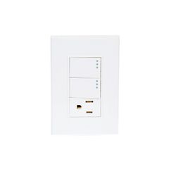 Placa Lugano 3 Módulos, 2 Apagadores , 1 contacto Blanco