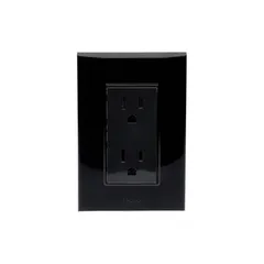 Placa con Contacto Duplex Lugano, Negro