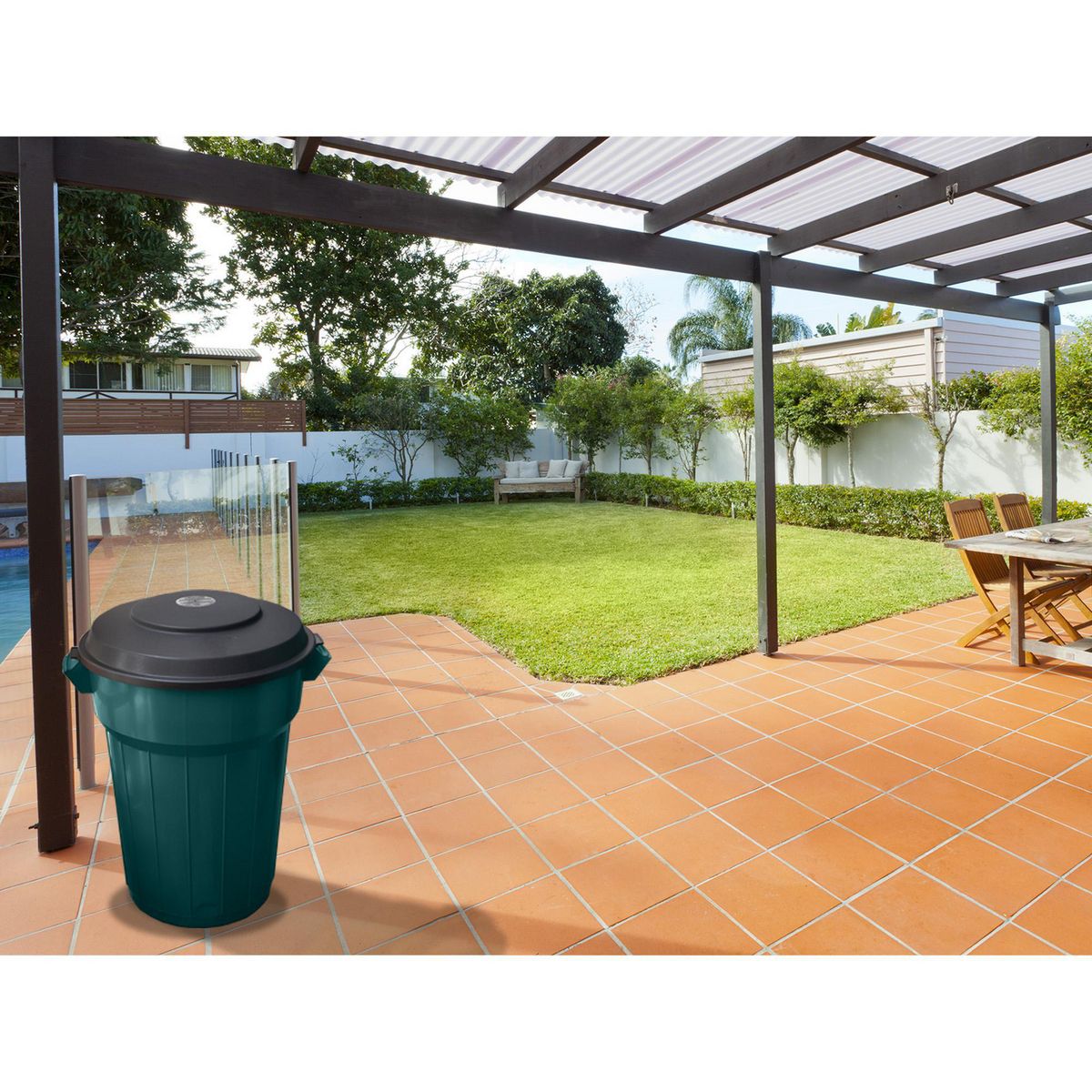 Bote de Basura Plástico con Tapa de 90L Verde, marca Alica - Foto 2