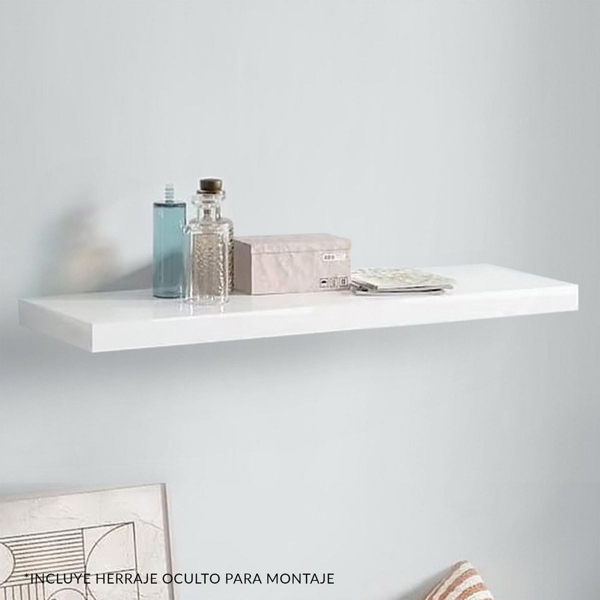 Maderkit - Repisa flotante blanca 60 cm