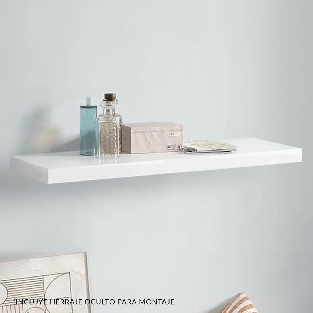 Maderkit - Repisa flotante blanca 60 cm