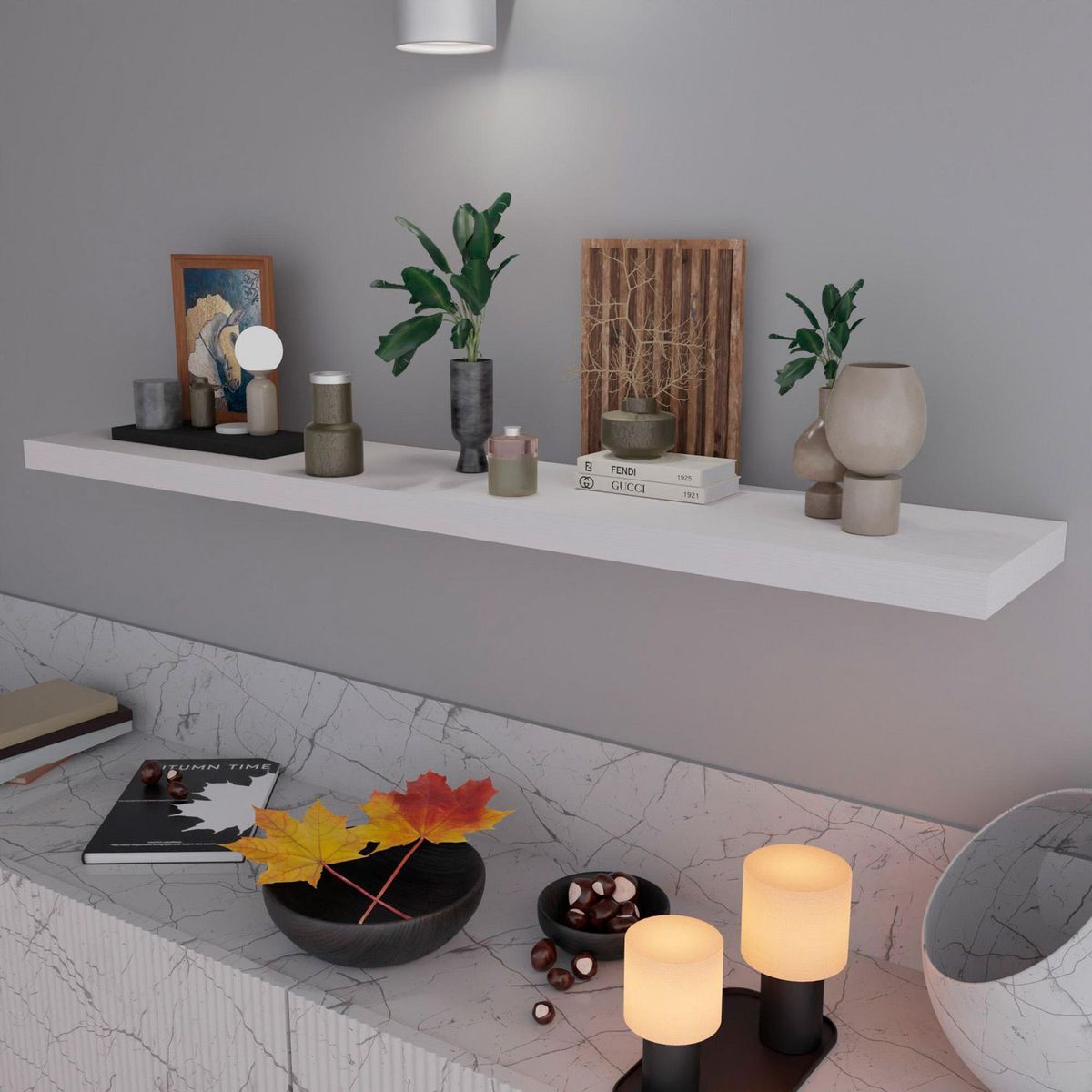 Maderkit - Repisa flotante blanca 120 cm