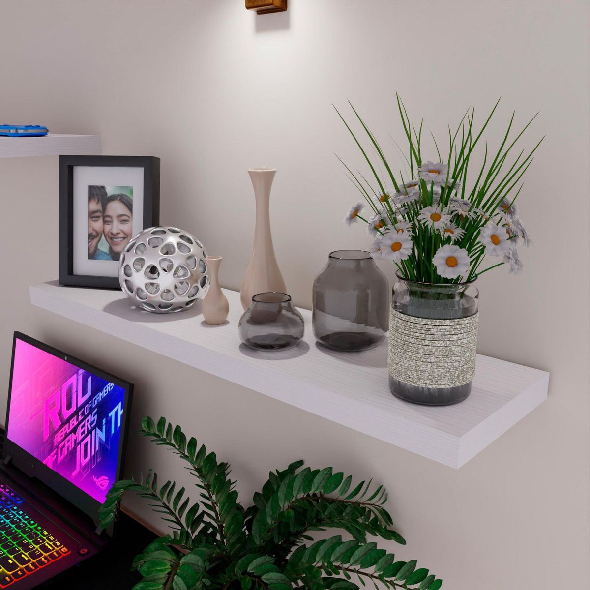 Maderkit - Repisa flotante blanca 90 cm