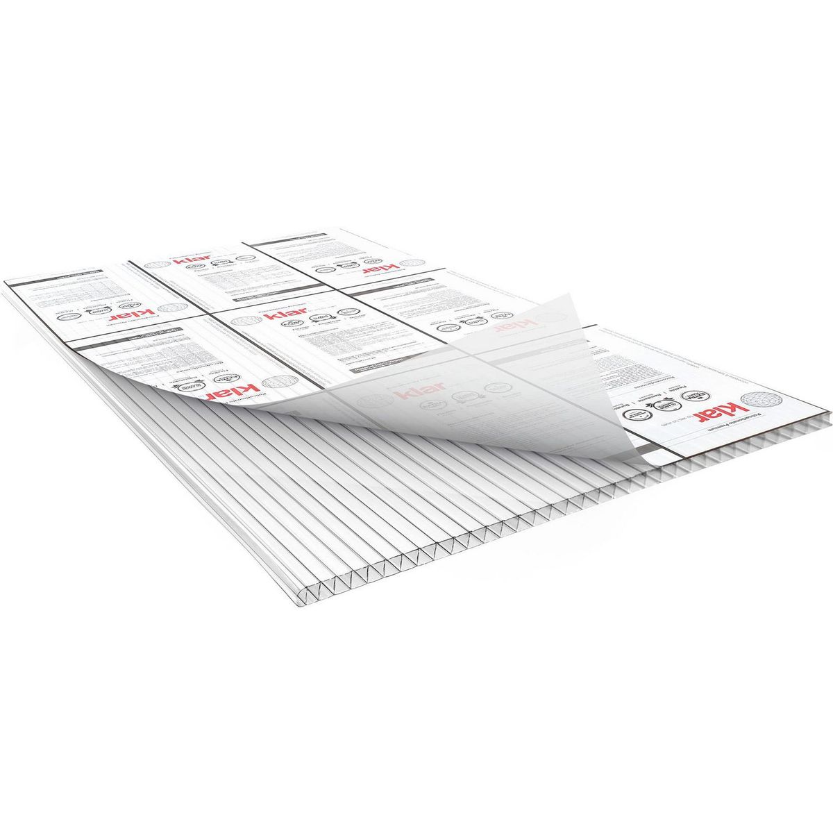 Klar - Lámina de policarbonato Alveolar Klar Traslúcido 4 mm x 1.22 x 3.05 m