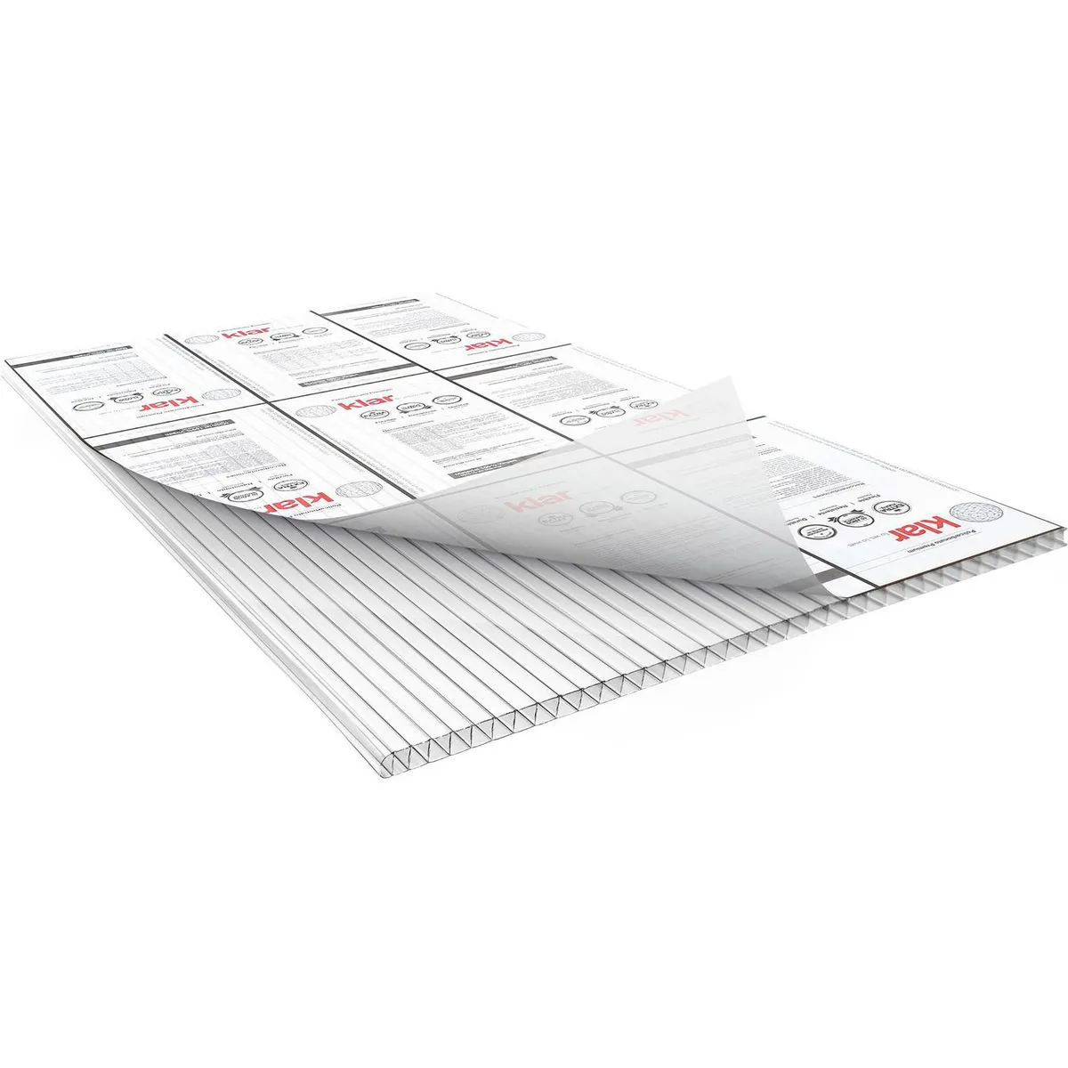 Klar - Lámina de policarbonato Alveolar Klar Traslúcido 6 mm x 1.22 x 3.05 m