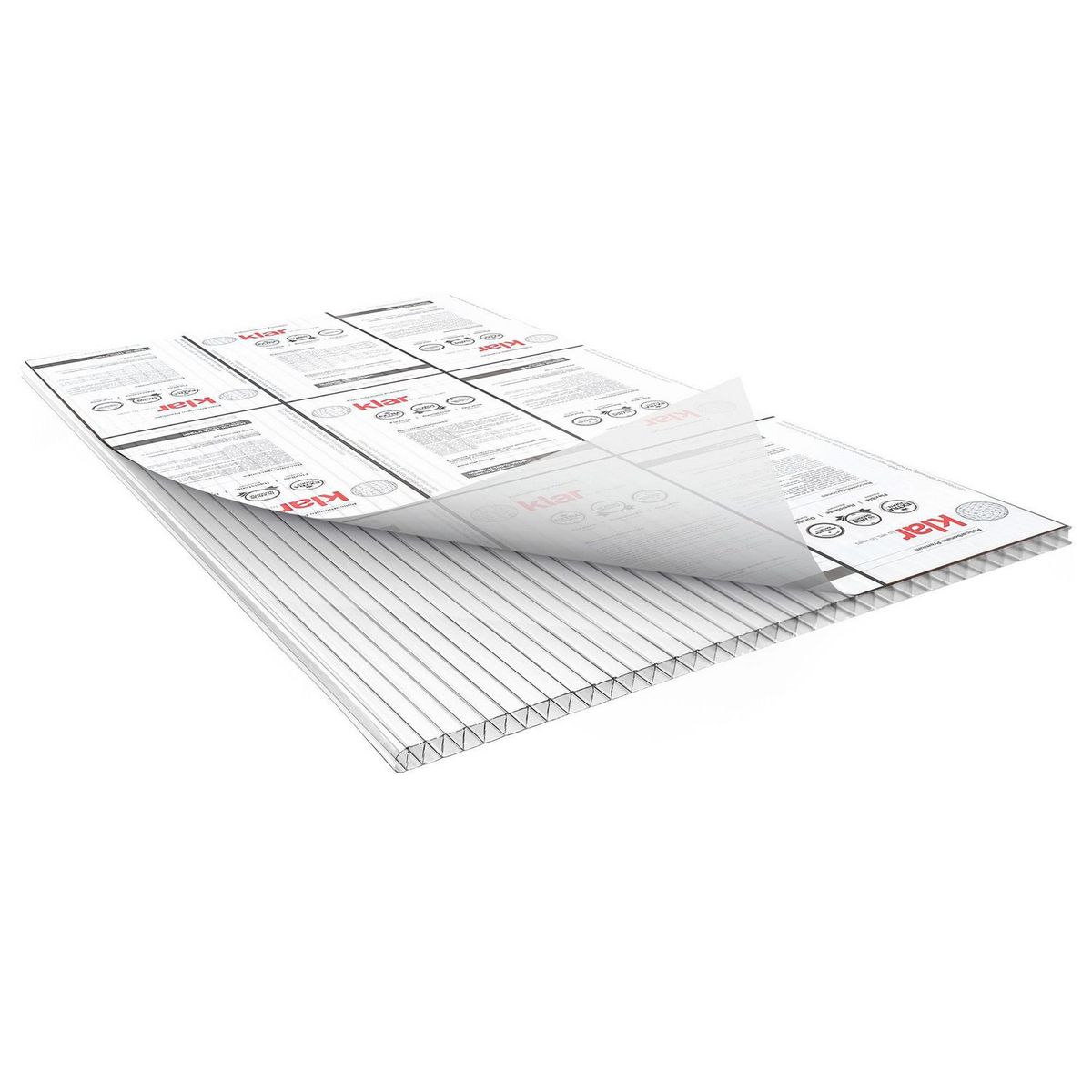 Klar - Lámina de policarbonato Alveolar Klar Traslúcido 4 mm x 1.83 x 6.10 m