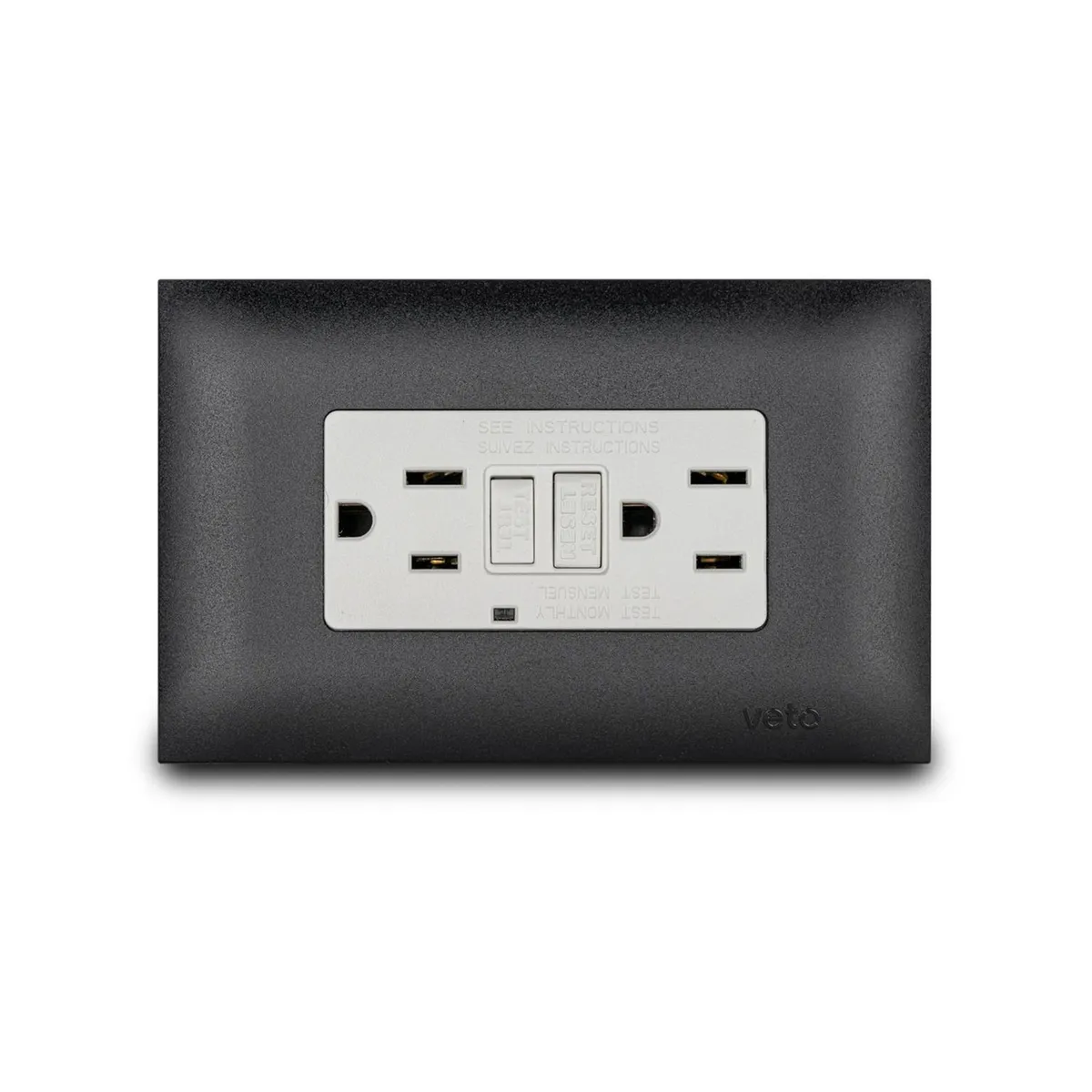 Veto - Contacto Doble con Interruptor de Circuito x Falla a Tierra de 15 Amp