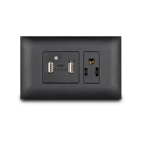 Contacto Mixto Amer. + 2 Puertos Usb de 2.1 Amp con Placa Vive Negro