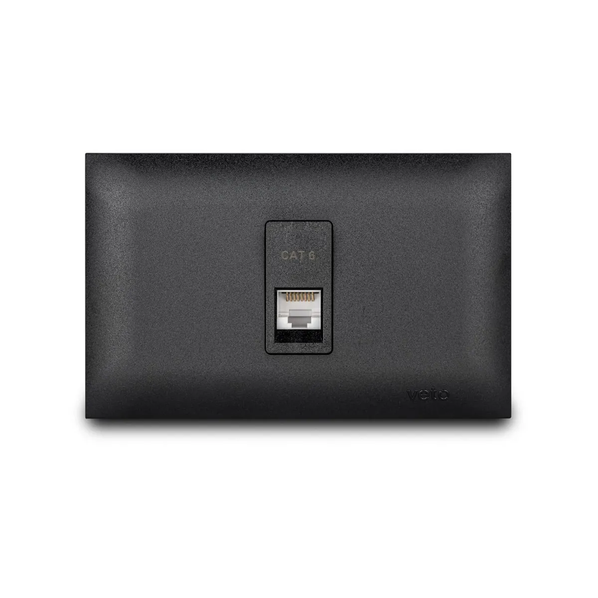 Veto - Toma de Datos RJ45 Cat6 Simple Armada con Placa Vive Negro