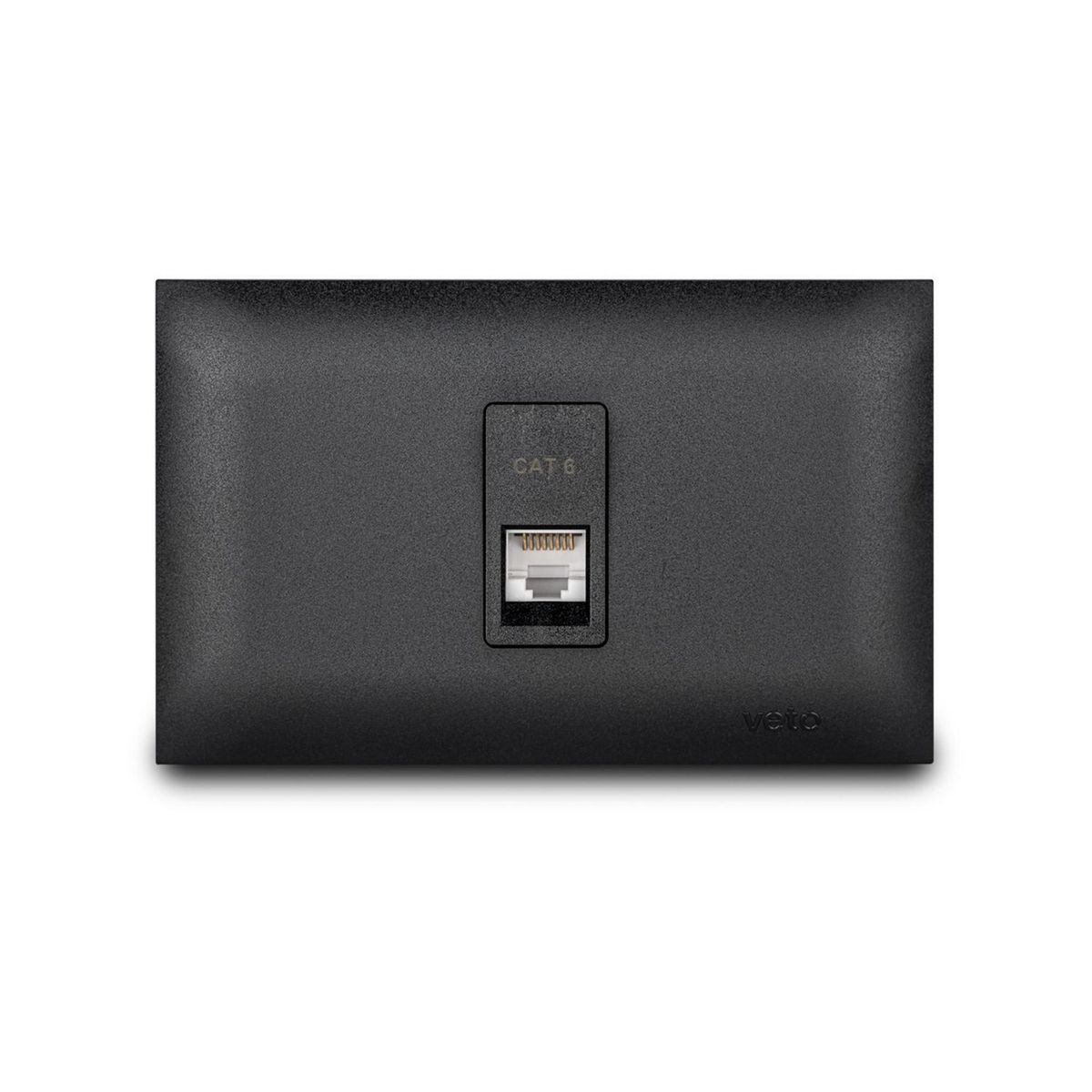 Veto - Toma de Datos RJ45 Cat6 Simple Armada con Placa Vive Negro