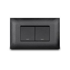 Apagador Doble de 15 Amp con Luz Piloto Armado con Placa Vive Negro