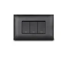 Apagador Triple ce 15 Amp con Luz Piloto Armado con Placa Vive Negro