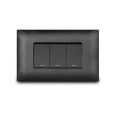 Apagador Triple ce 15 Amp con Luz Piloto Armado con Placa Vive Negro
