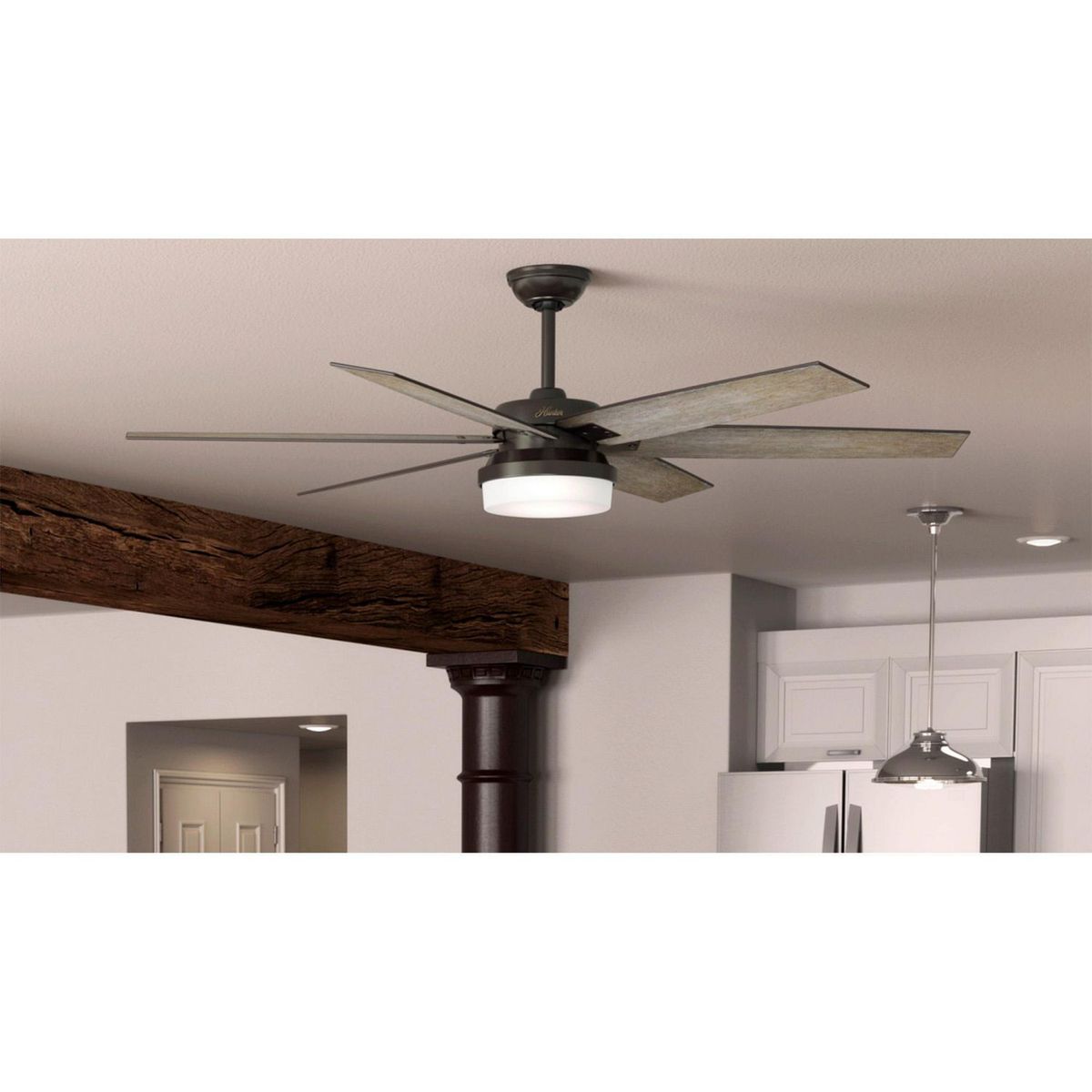 Hunter - Ventilador de Techo Kaplan 6 Aspas y 2 Luces de 64" Bronce