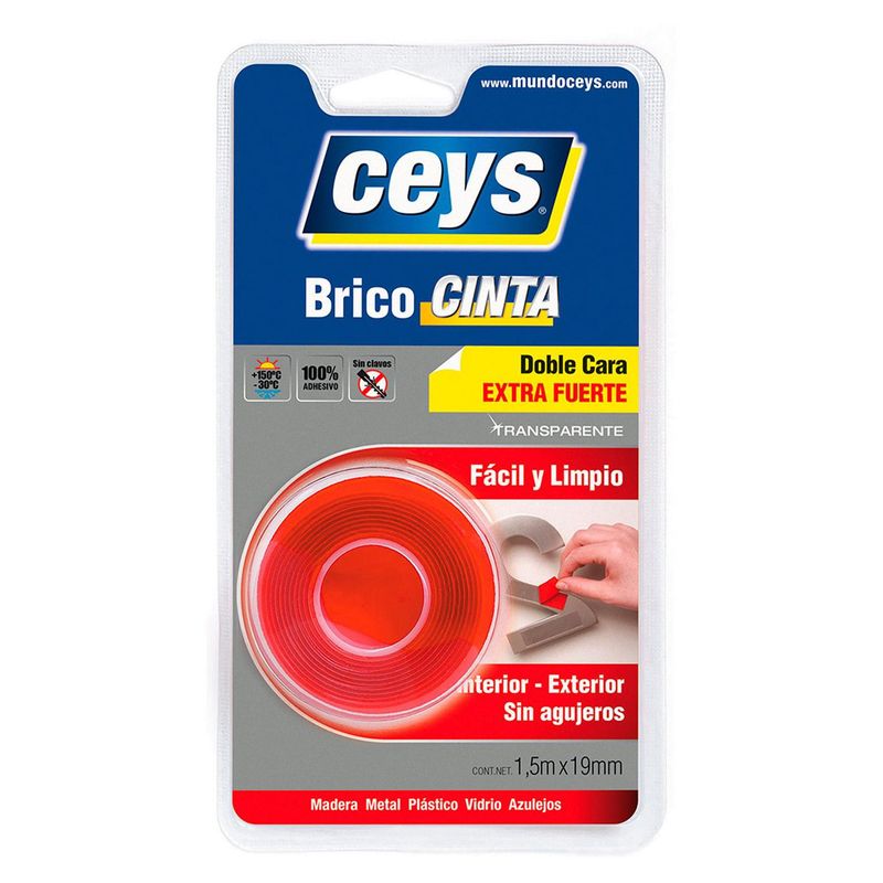 Ceys - Brico cinta doble cara extra fuerte 1.5m