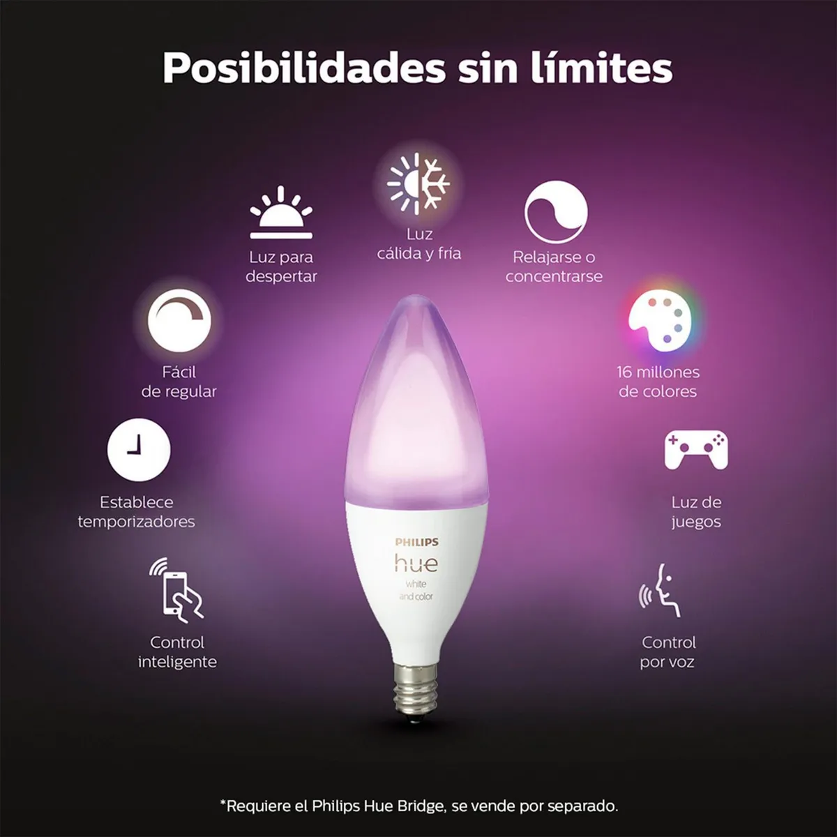 Foco Philips Hue 5.8W B39 E12, marca Philips - Foto 2