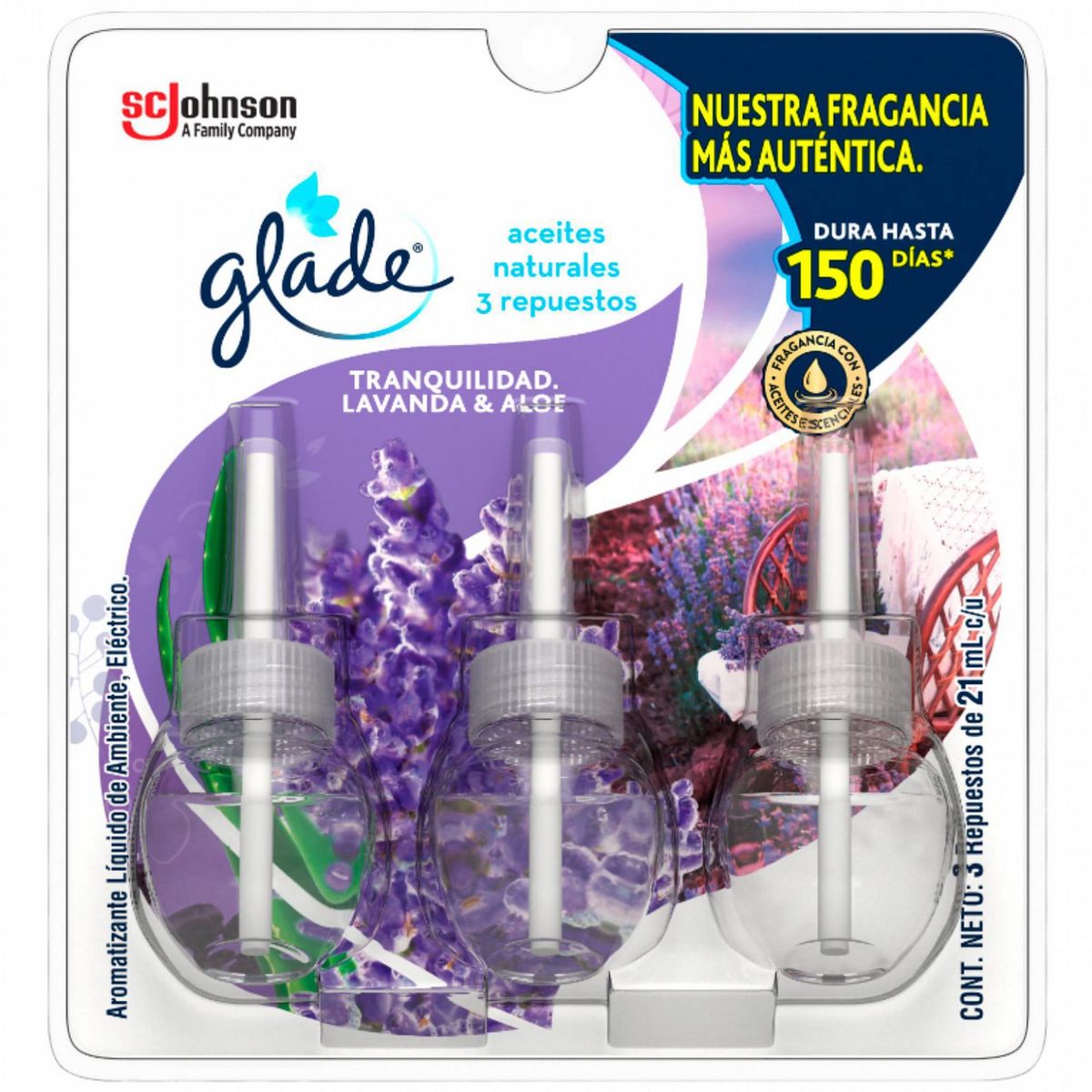 Glade - Aromatizante eléctrico repuesto 3 pack lavanda