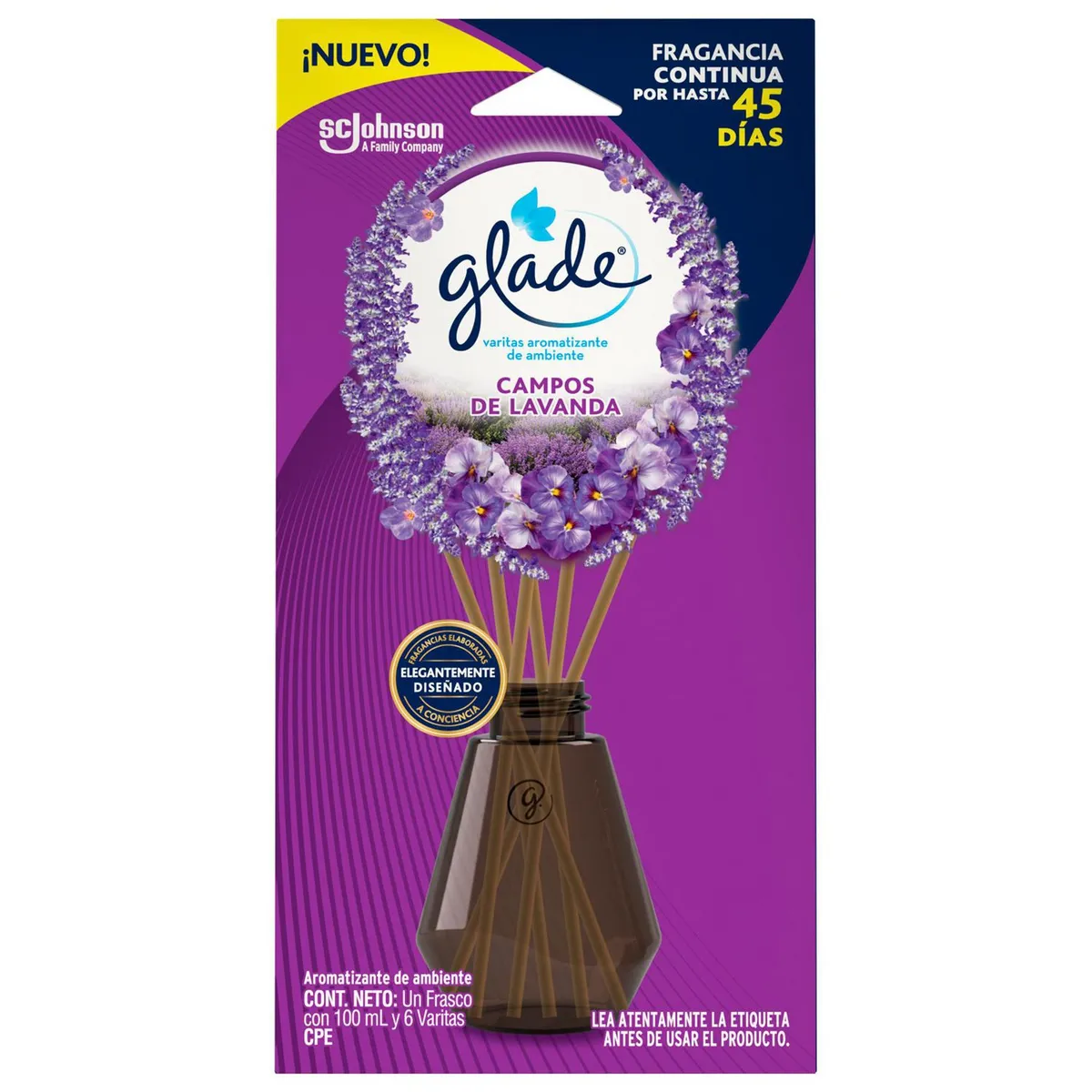 Glade - Aromatizante en aceite con varitas de 100 ml Lavanda