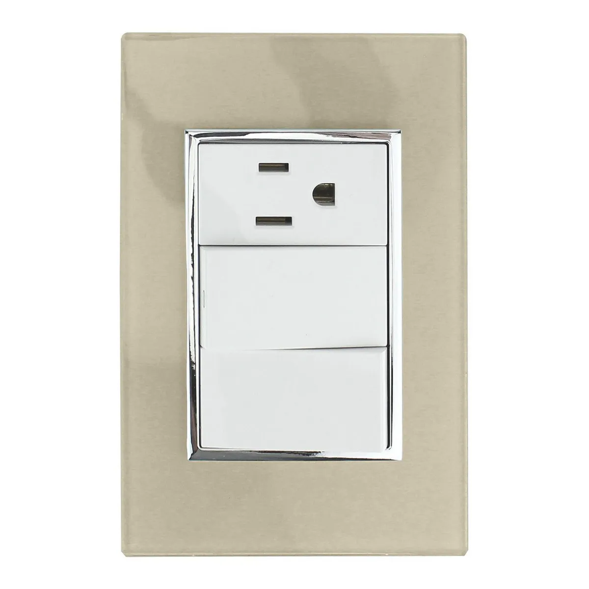 Sanelec - Placa Contacto y Apagador Doble Champ