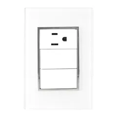 Placa Contacto y Apagador Doble Blanco