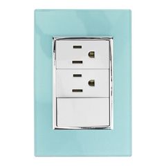 Placa Apagador y Contacto Doble Aqua