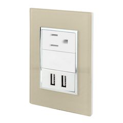 Placa Contacto Usb y Contacto Champagne