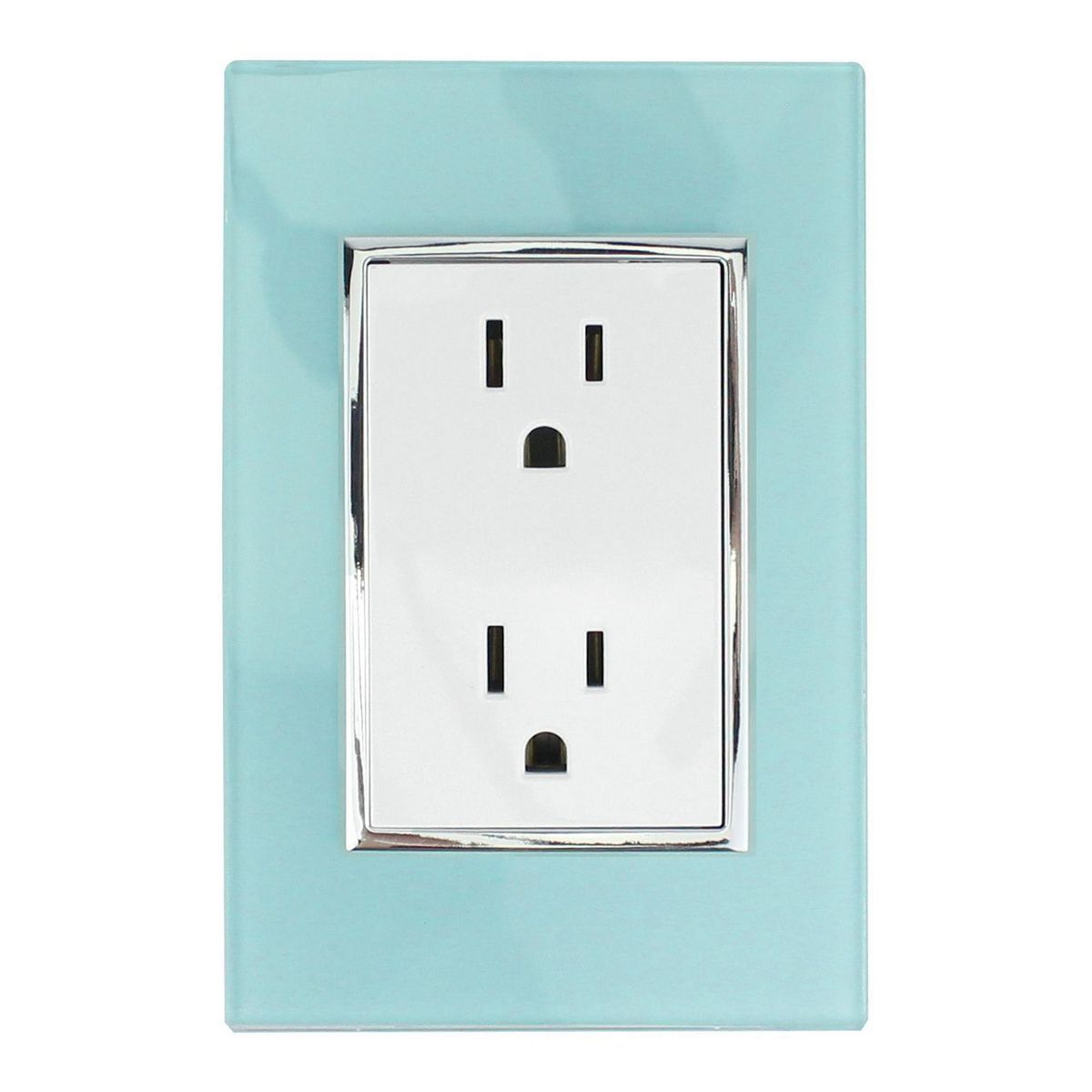 Placa Contacto Doble, Aqua, marca Sanelec - Foto Principal