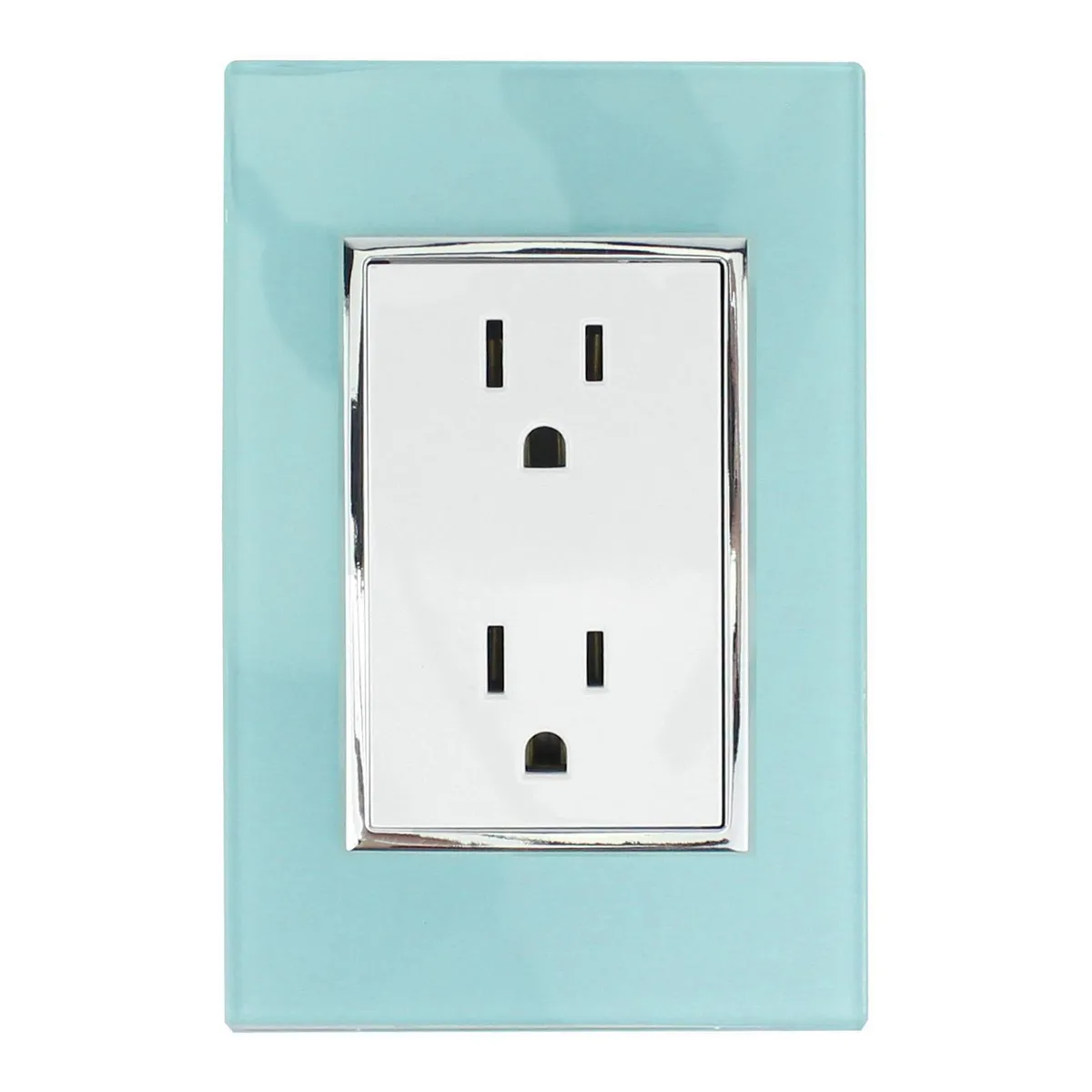 Placa Contacto Doble, Aqua, marca Sanelec - Foto Principal